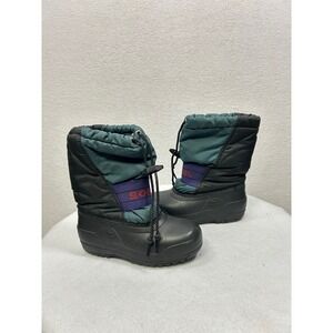 Sorel Snow Boots Kids‎ Size 12 Black Teal Vintage Waterproof Made in Canada